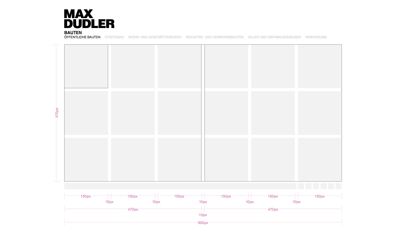 Max Dudler Screendesign Rasteraufbau